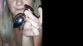 very slutty french milf shoves a huge rosebud in her ass