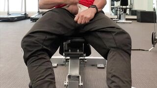 JockDad87 Jerks and Cums in the Hotel Gym